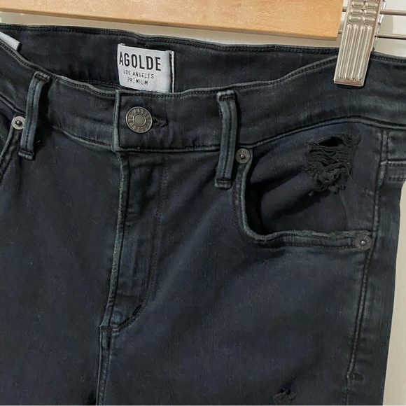 Agolde Sophie High Rise Distressed Skinny Jean Ruthless Black size 29 - Picture 5 of 15